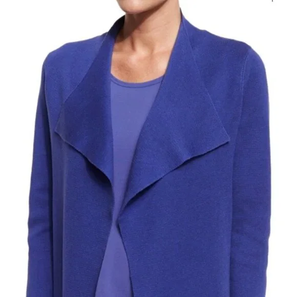 Eileen Fisher Womens Purple Open Front Cardigan XS - Silk & Organic Cotton Blend - Picture 1 of 8